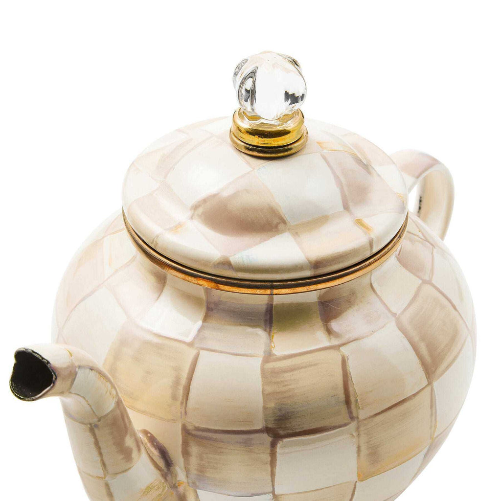 MacKenzie-Childs Mocha Check 4 Cup Teapot