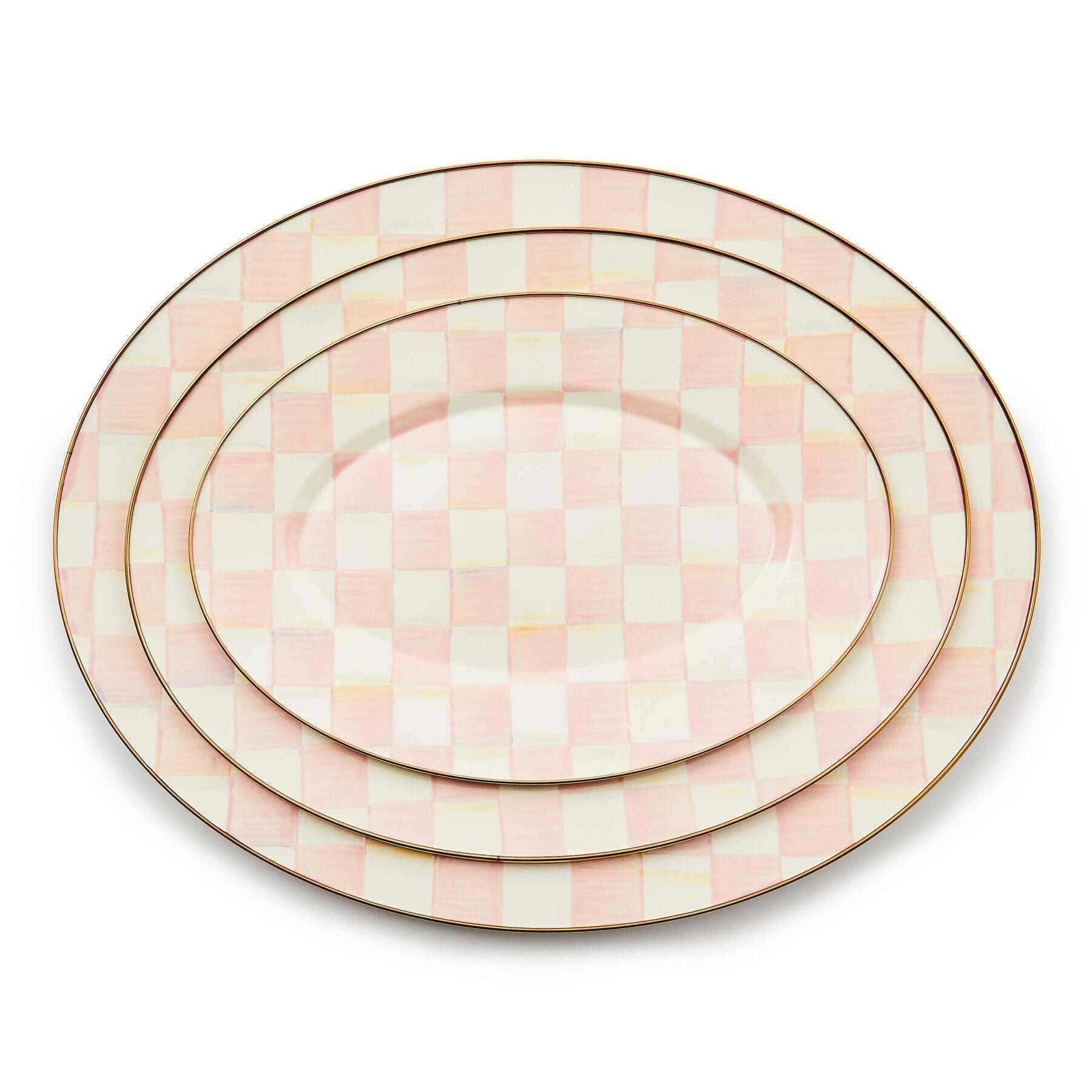 MacKenzie-Childs Rosy Check Large Oval Platter