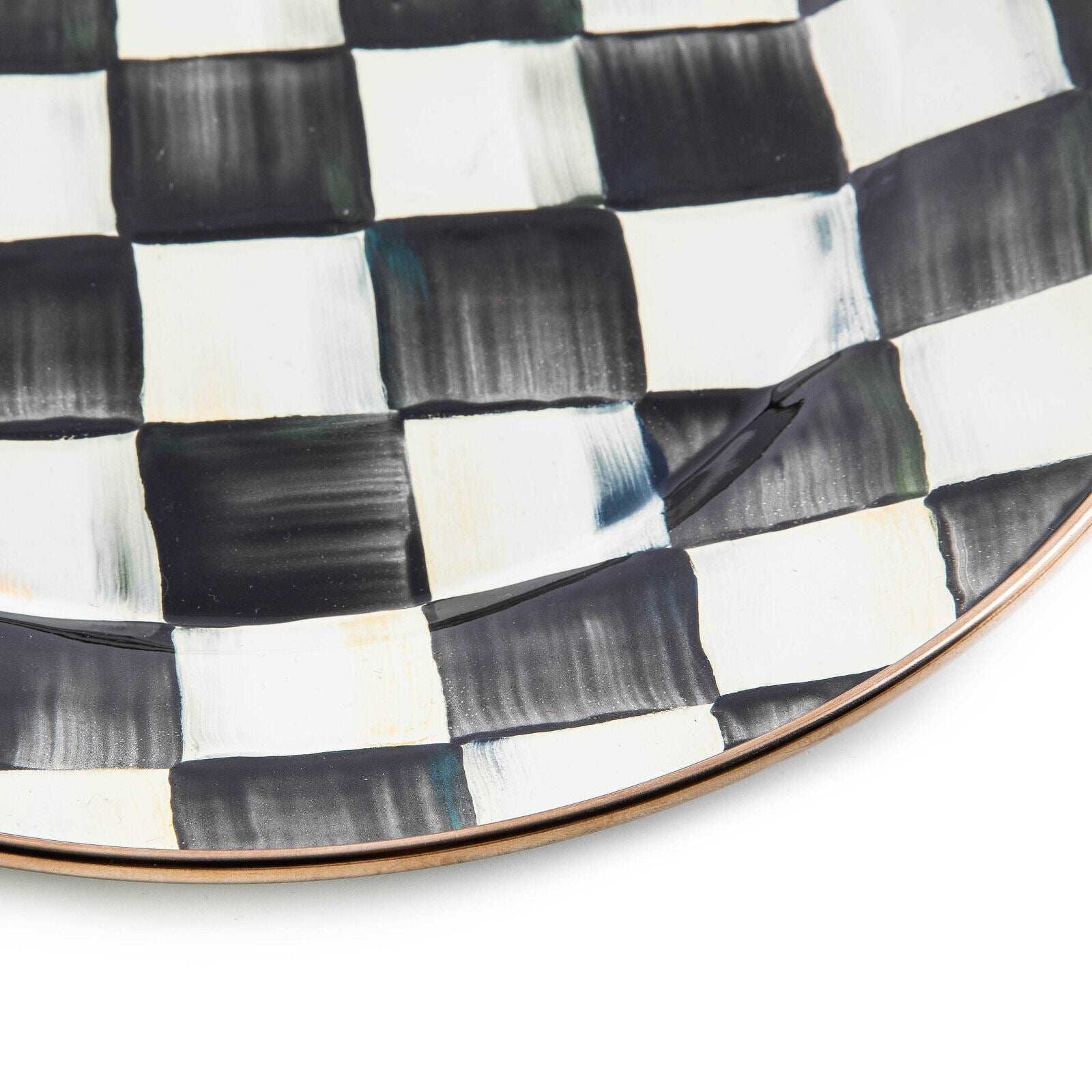 Luxury Dining - Courtly Check Enamel Dinner Plate by Mackenzie Childs