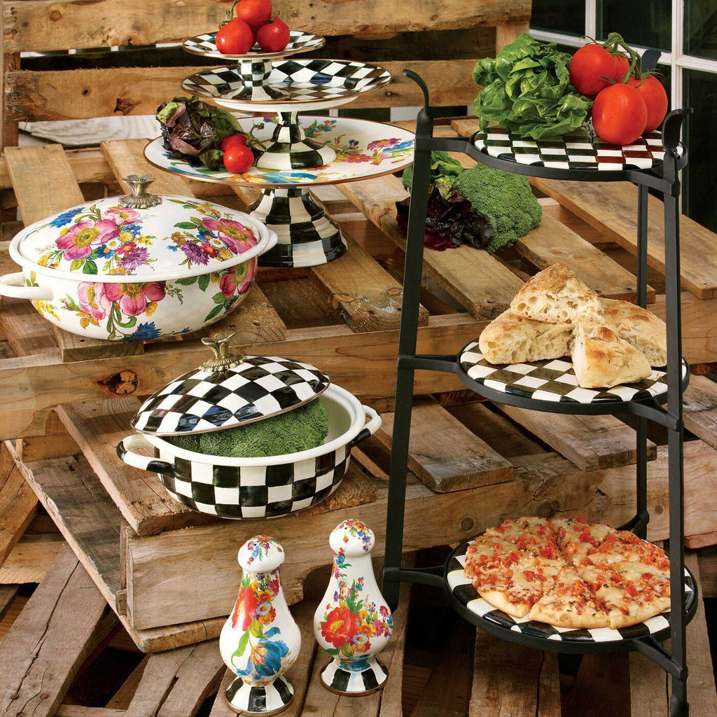 Flower Market Pedestal Platter Large - White