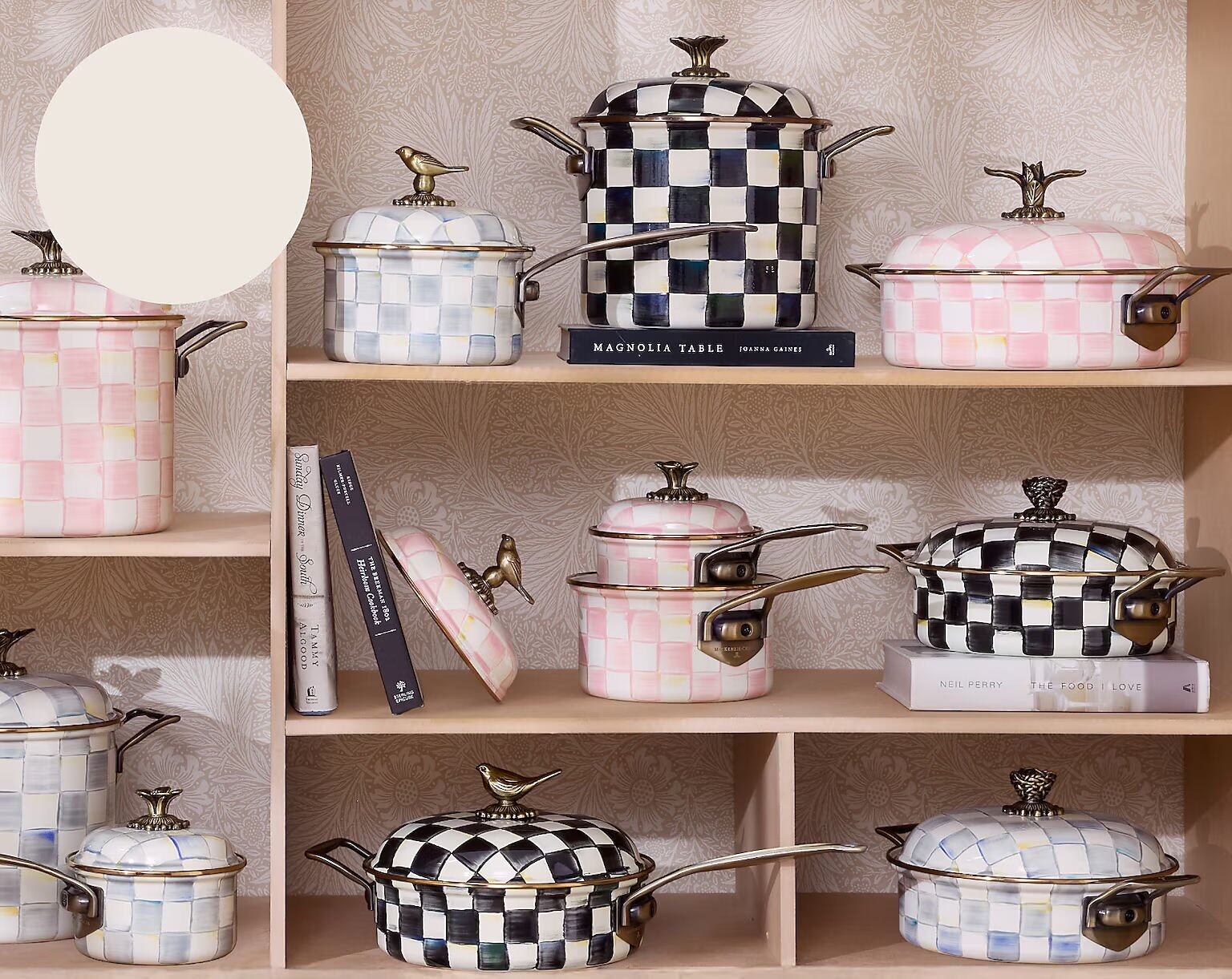 Mackenzie-Childs Rosy Check Stockpot